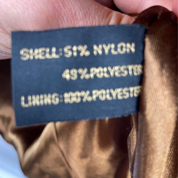 Vintage Express Women's Jacket Bronze Zip Up Hooded Coat size Medium oversized - Picture 7 of 8